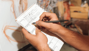 Hand writing in planner